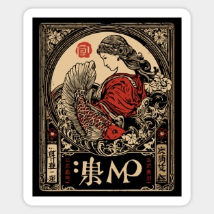 Virgo Maiden with Flowing Hair – Japanese Classic Style Sticker